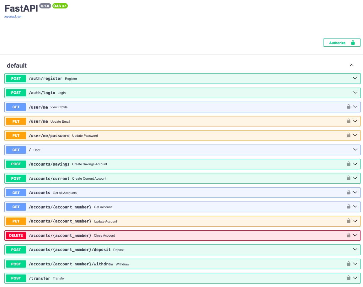 Banking API - Create Account