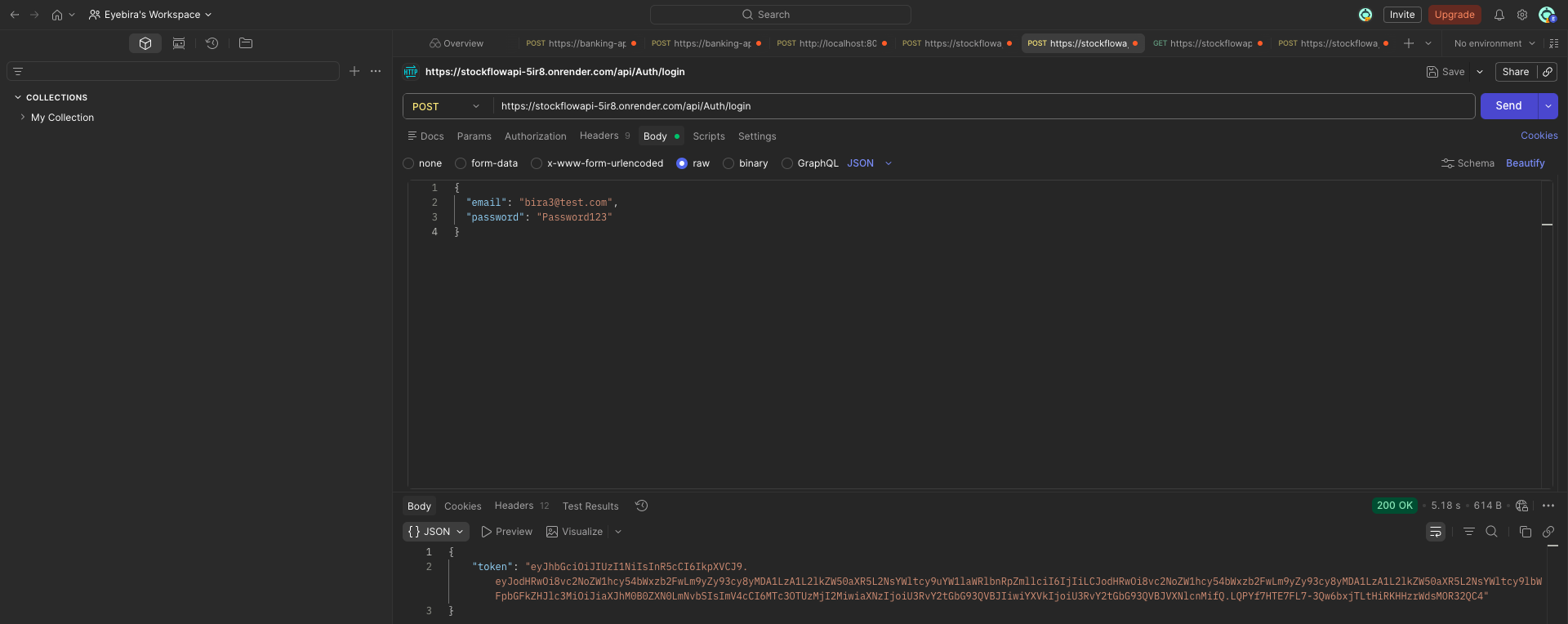 StockFlow API - JWT Login